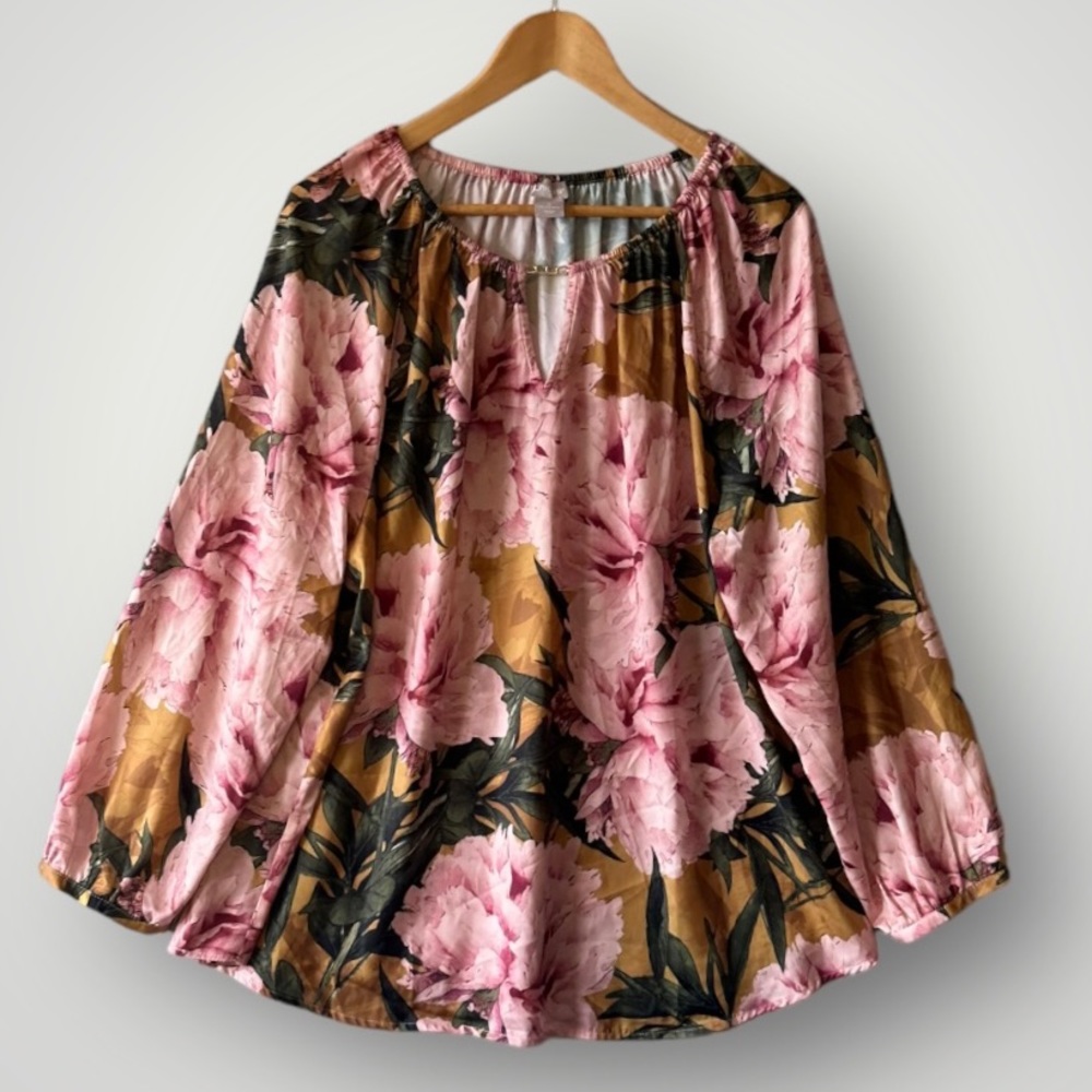 Chicos Top Blouse Shirt Women Size XXL Floral